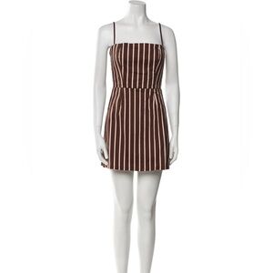 Reformation Westlake Stripe Mini Dress in Coffee Brown Size 2